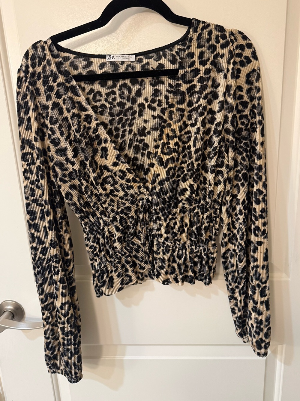 Zara Leopard-Print Long Sleeve Top